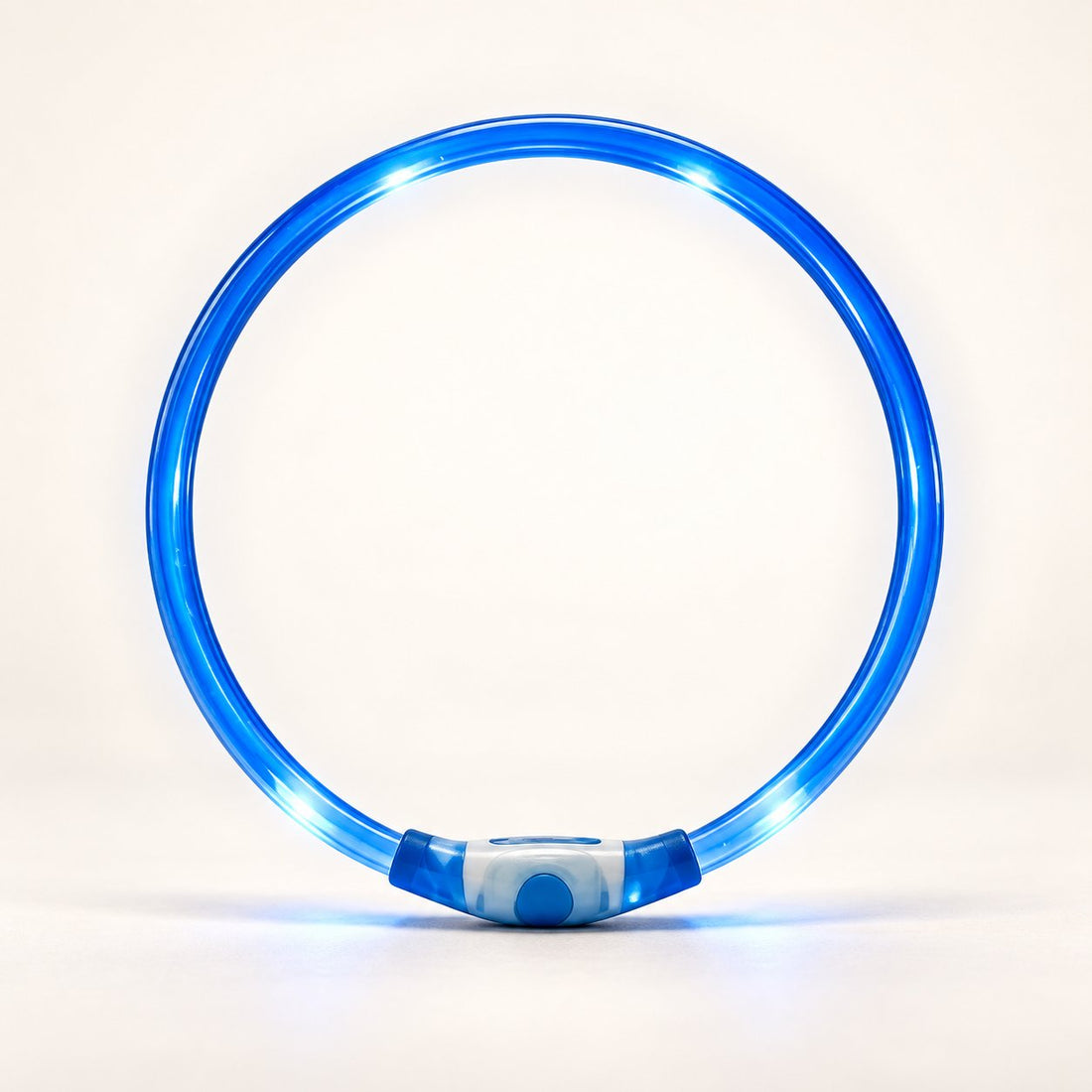 Blue illuminated rechargeable dog collar